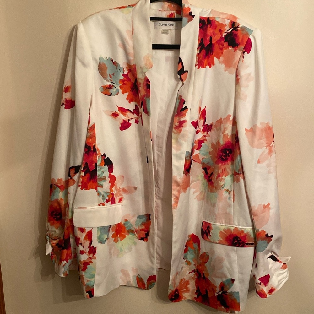 Calvin Klein Jacket Open Front Long Bell Hem Adjustable Tie Sleeves  Size 24W